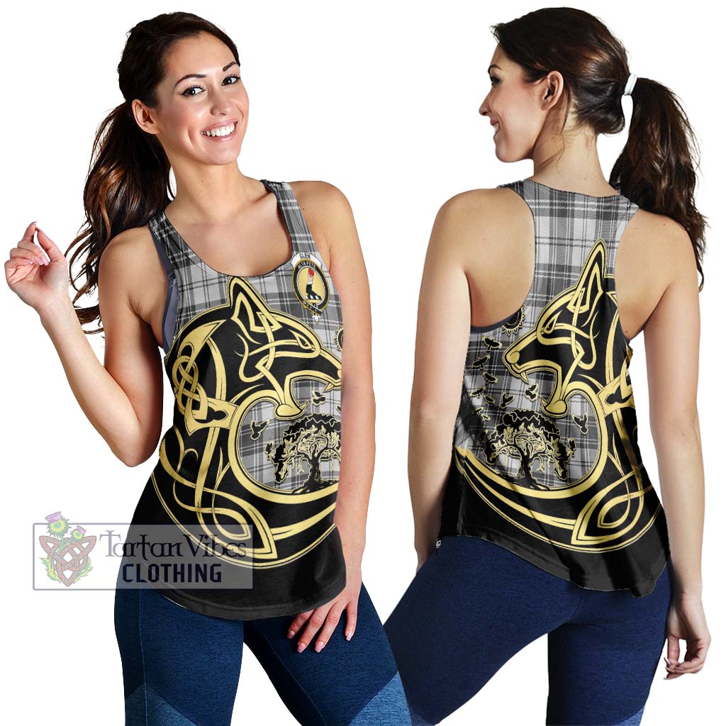 Tartan Vibes Clothing Glen Tartan Women's Racerback Tanks with Family Crest Celtic Wolf Style