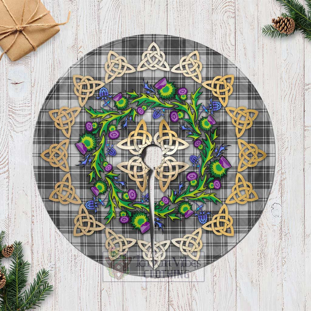 Tartan Vibes Clothing Glen Tartan Christmas Tree Skirt with Thistle Celtic Knot Style