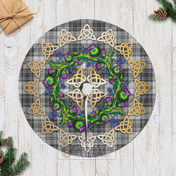 Glen Tartan Christmas Tree Skirt with Thistle Celtic Knot Style