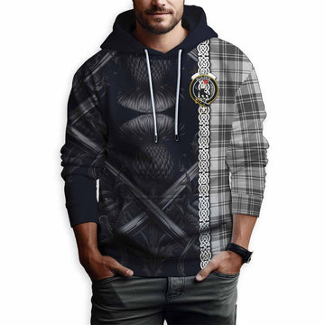 Glen Tartan Hoodie with Family Crest Cross Sword Thistle Celtic Vibes