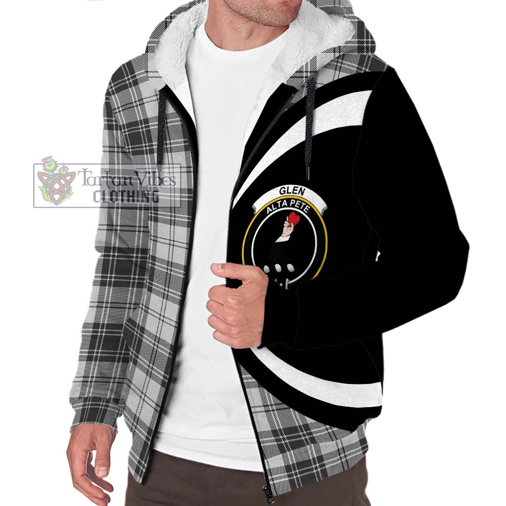 Glen Tartan Sherpa Hoodie with Family Crest Circle Style Unisex S - Tartan Vibes Clothing