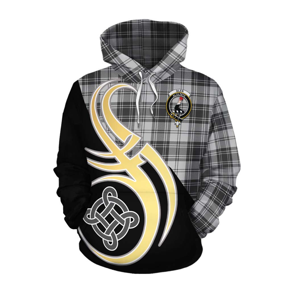 Tartan Vibes Clothing Glen Tartan Cotton Hoodie with Family Crest and Celtic Symbol Style