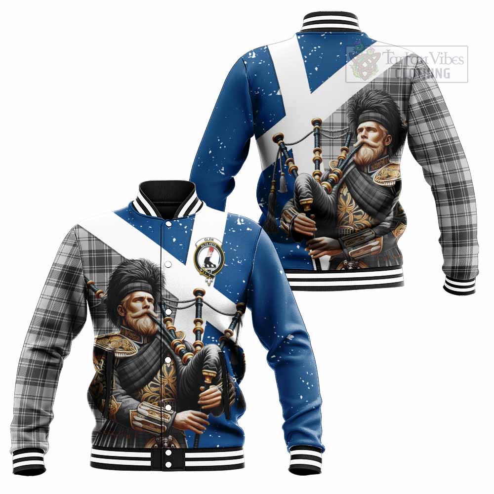 Glen Tartan Baseball Jacket with Family Crest Scottish Bagpiper Vibes Unisex - Tartan Vibes Clothing