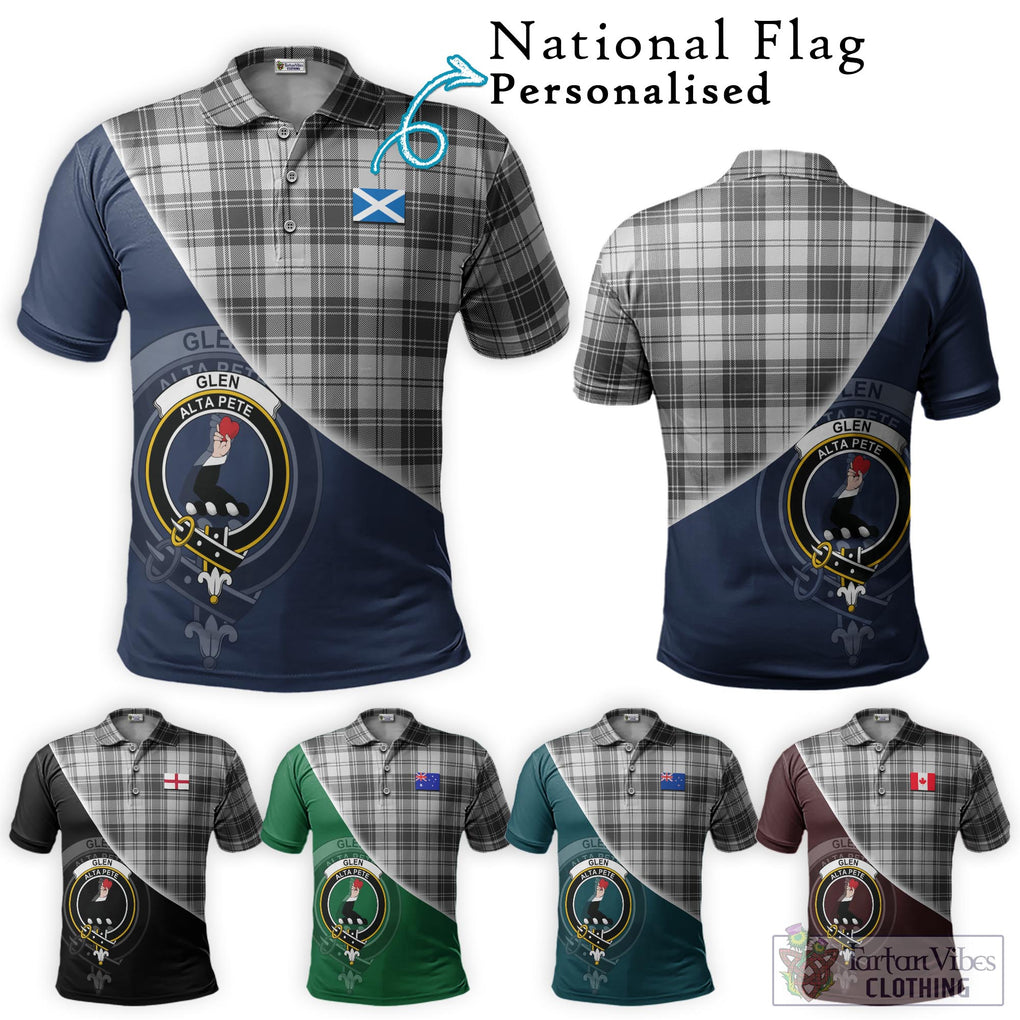 Glen Tartan Polo Shirt with Personalised National Flag and Family Crest Half Style Maroon - Tartanvibesclothing Shop