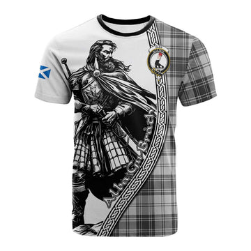 Glen Tartan Clan Crest Cotton T-shirt with Highlander Warrior Celtic Style