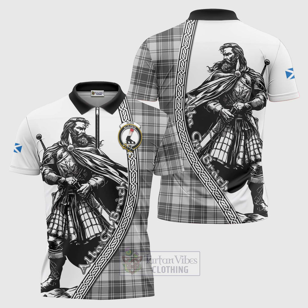 Tartan Vibes Clothing Glen Tartan Clan Crest Zipper Polo Shirt with Highlander Warrior Celtic Style