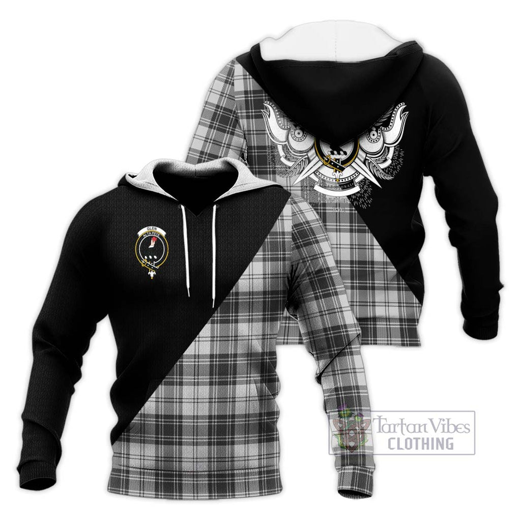 Glen Tartan Knitted Hoodie with Family Crest and Military Logo Style Unisex Knitted Pullover Hoodie - Tartanvibesclothing Shop