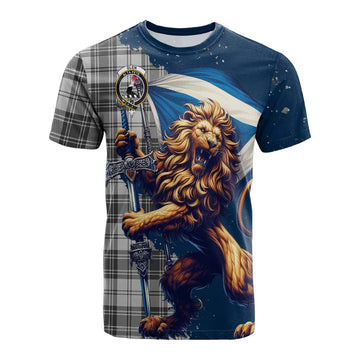 Glen Tartan Family Crest Cotton T-shirt with Scottish Majestic Lion