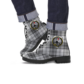 Glen Tartan Leather Boots with Family Crest