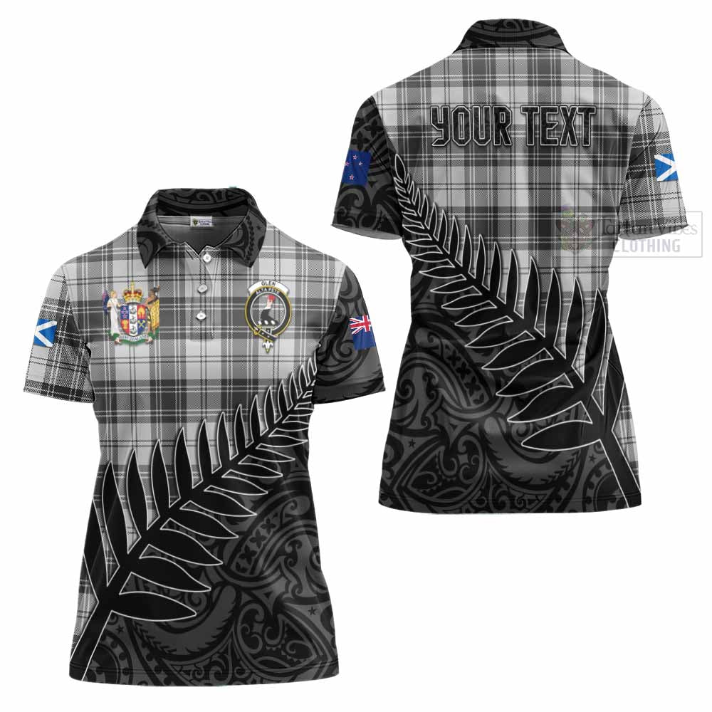 Tartan Vibes Clothing Glen Crest Tartan Women's Polo Shirt with New Zealand Silver Fern Half Style