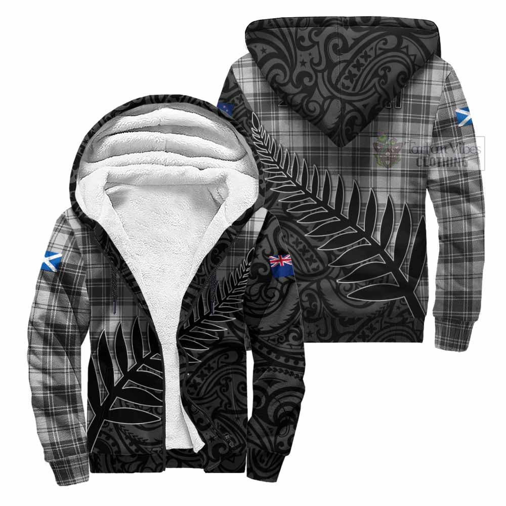 Tartan Vibes Clothing Glen Crest Tartan Sherpa Hoodie with New Zealand Silver Fern Half Style