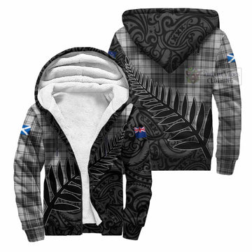 Glen Crest Tartan Sherpa Hoodie with New Zealand Silver Fern Half Style