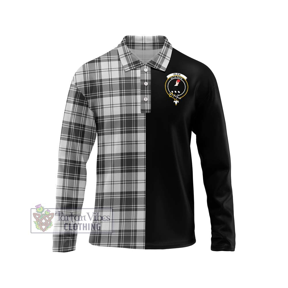 Glen Tartan Long Sleeve Polo Shirt with Family Crest and Half Of Me Style Unisex - Tartanvibesclothing Shop