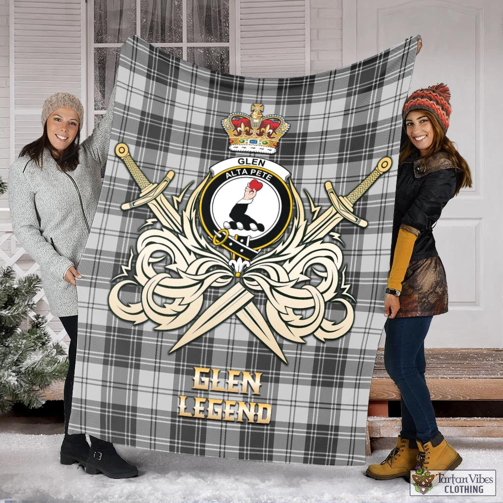 Tartan Vibes Clothing Glen Tartan Blanket with Clan Crest and the Golden Sword of Courageous Legacy