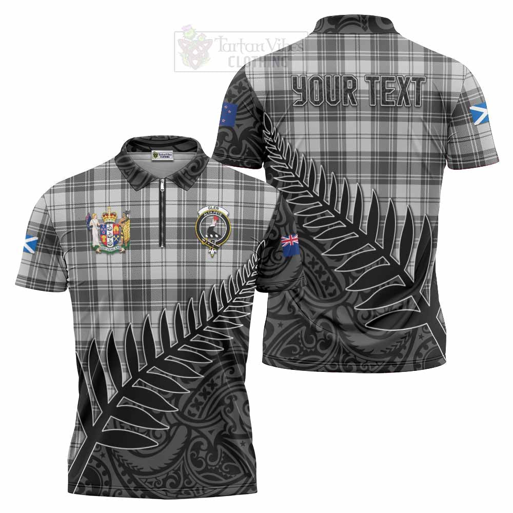 Tartan Vibes Clothing Glen Crest Tartan Zipper Polo Shirt with New Zealand Silver Fern Half Style