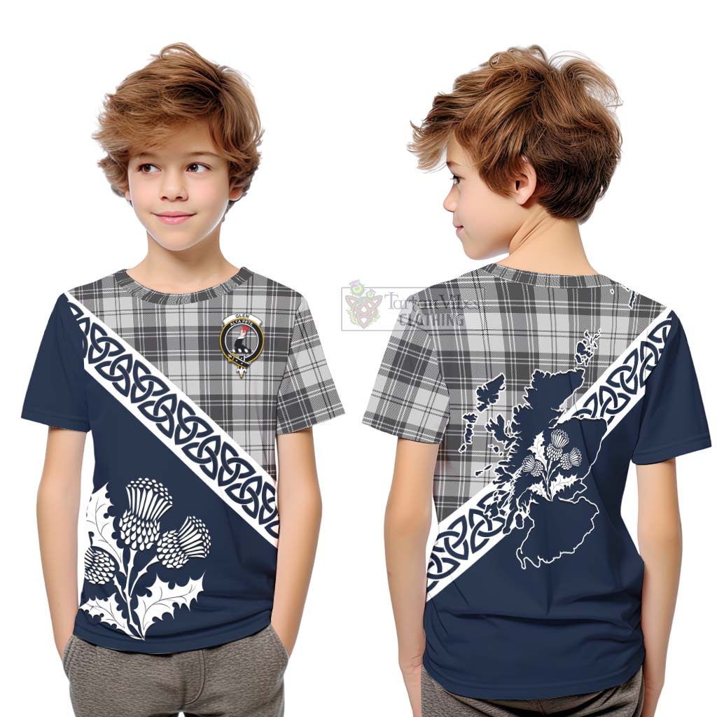 Tartan Vibes Clothing Glen Tartan Kid T-Shirt Featuring Thistle and Scotland Map