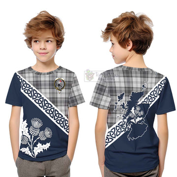 Glen Tartan Kid T-Shirt Featuring Thistle and Scotland Map