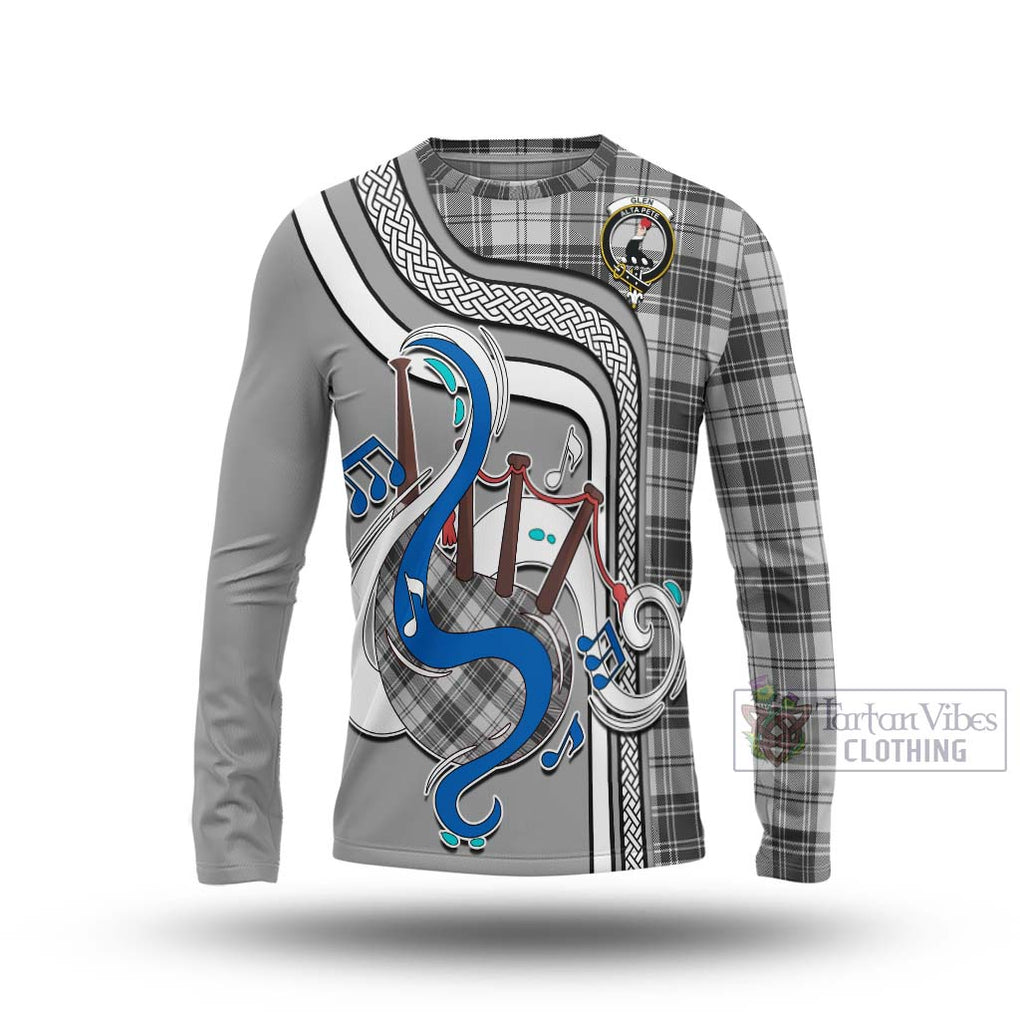 Tartan Vibes Clothing Glen Tartan Long Sleeve T-Shirt with Epic Bagpipe Style