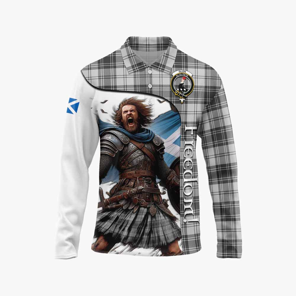 Tartan Vibes Clothing Glen Crest Tartan Long Sleeve Polo Shirt Inspired by the Freedom of Scottish Warrior