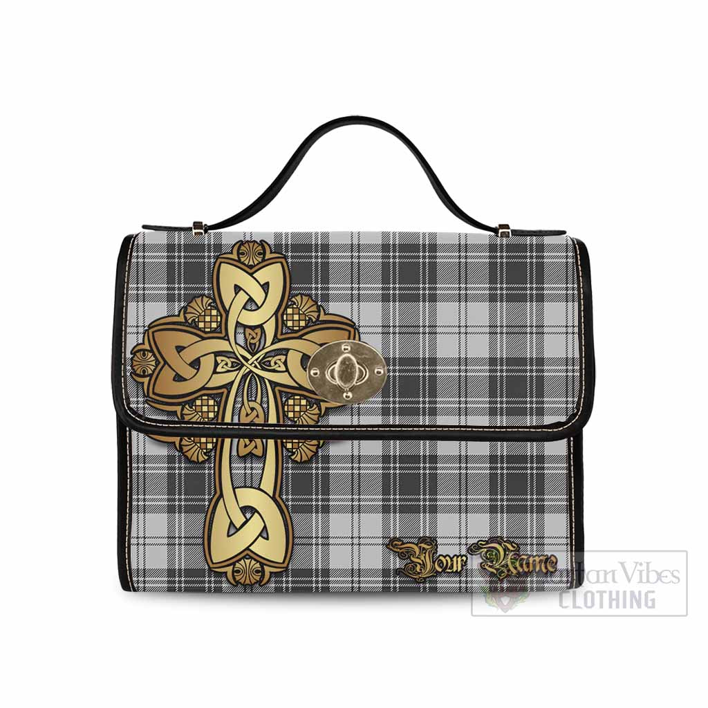 Tartan Vibes Clothing Glen Tartan Waterproof Canvas Bag Golden Thistle Celtic Cross Style