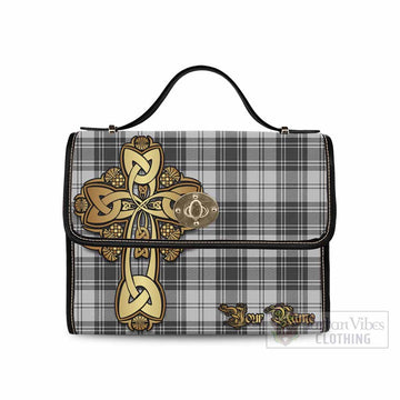 Glen Tartan Waterproof Canvas Bag Golden Thistle Celtic Cross Style