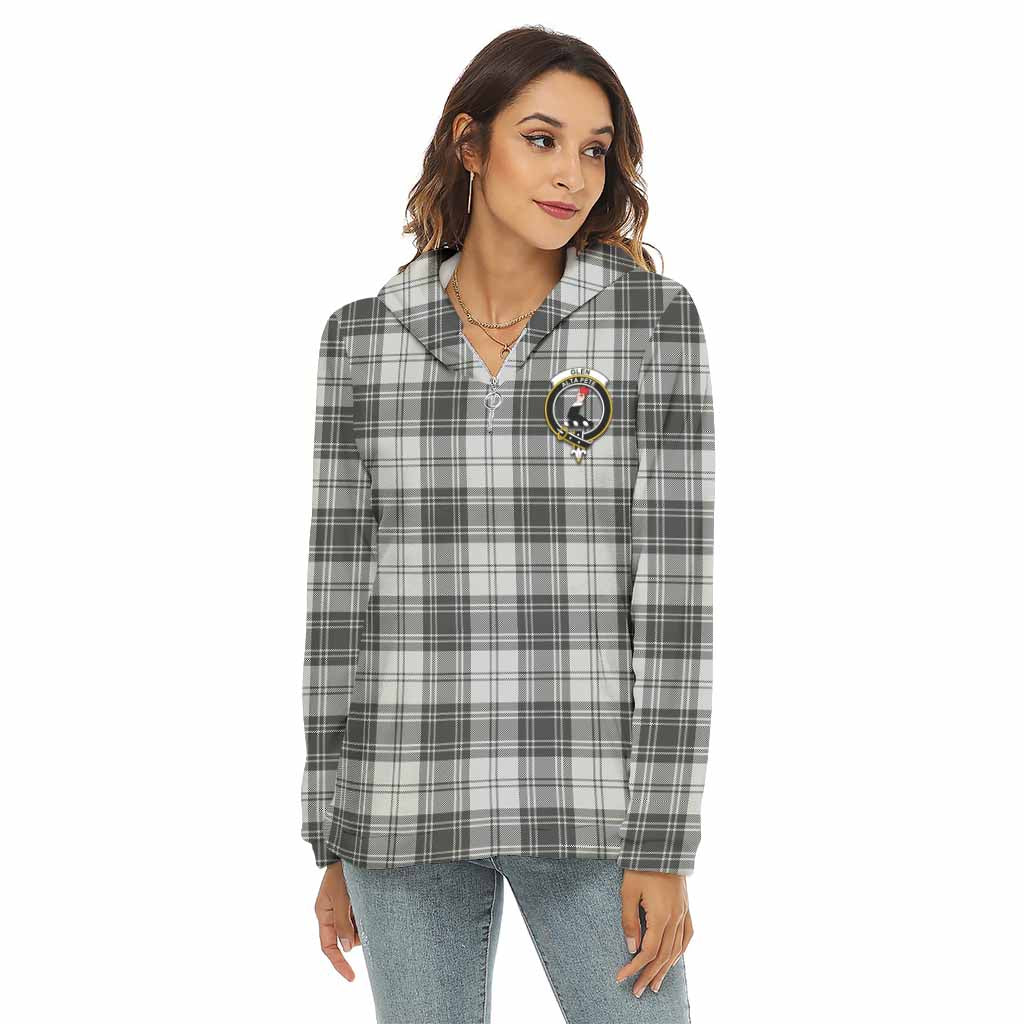 Tartan Vibes Clothing Glen Tartan Crest Women's Borg  Half Zip Fleece Hoodie