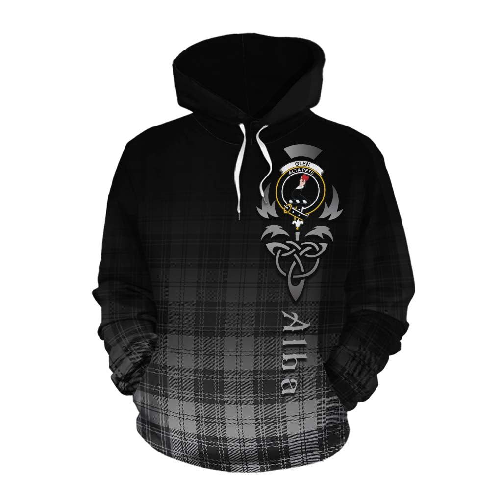 Tartan Vibes Clothing Glen Tartan Cotton Hoodie Featuring Alba Gu Brath Family Crest Celtic Inspired