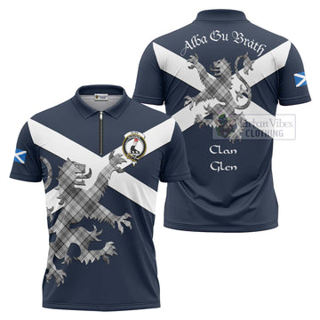 Glen Tartan Lion Rampant Zipper Polo Shirt  Proudly Display Your Heritage with Alba Gu Brath and Clan Name