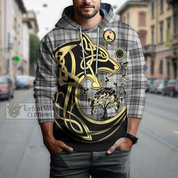 Glen Tartan Hoodie with Family Crest Celtic Wolf Style