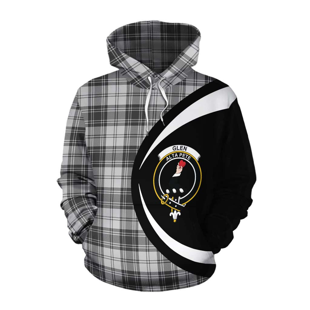 Tartan Vibes Clothing Glen Tartan Cotton Hoodie with Family Crest Circle Style