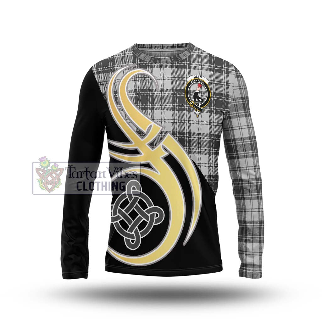 Glen Tartan Long Sleeve T-Shirt with Family Crest and Celtic Symbol Style Unisex - Tartan Vibes Clothing