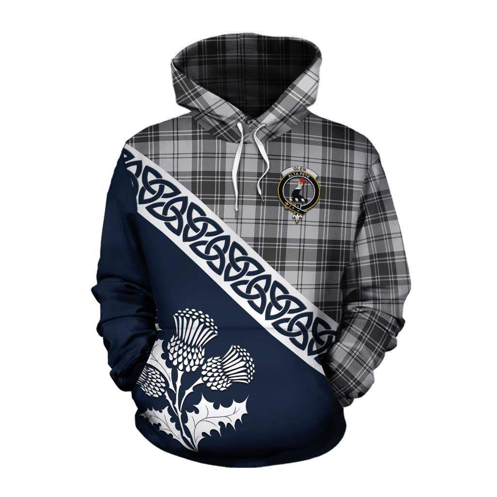 Tartan Vibes Clothing Glen Tartan Cotton Hoodie Featuring Thistle and Scotland Map