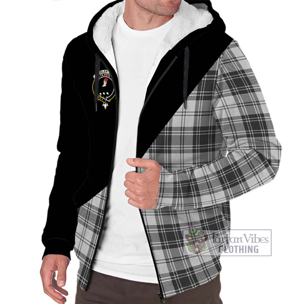 Glen Tartan Sherpa Hoodie with Family Crest and Military Logo Style Unisex S - Tartanvibesclothing Shop