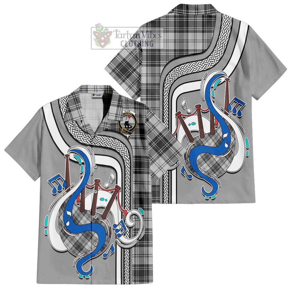 Glen Tartan Short Sleeve Button Shirt with Epic Bagpipe Style Kid - Tartanvibesclothing Shop