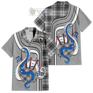 Glen Tartan Short Sleeve Button Shirt with Epic Bagpipe Style