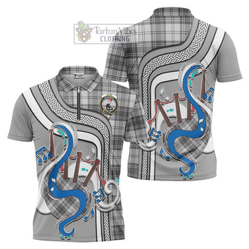 Glen Tartan Zipper Polo Shirt with Epic Bagpipe Style