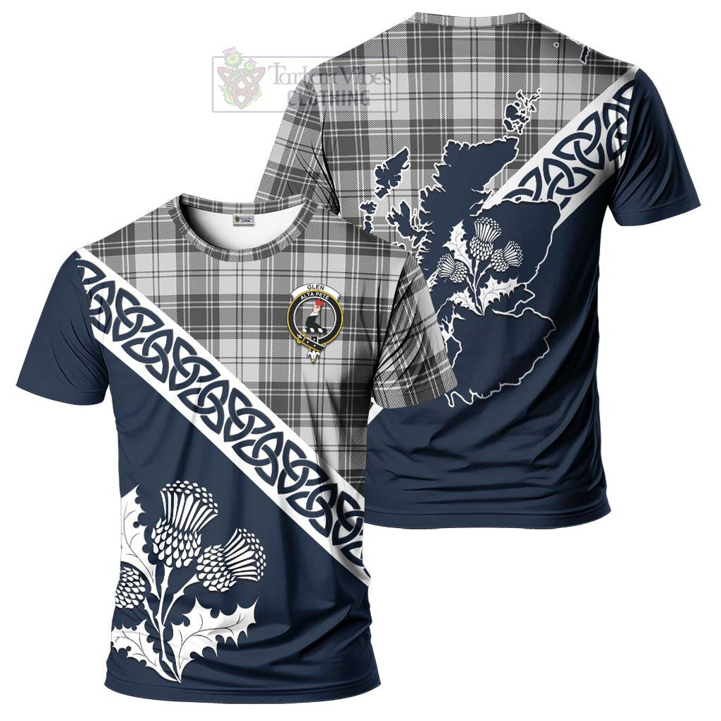 Glen Tartan T-Shirt Featuring Thistle and Scotland Map