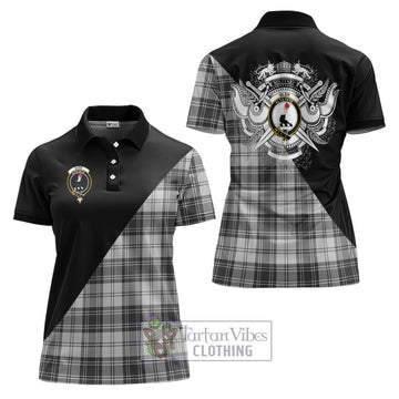 Glen Tartan Women's Polo Shirt with Family Crest and Military Logo Style