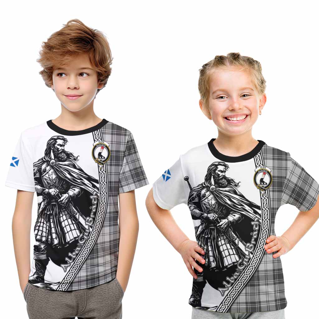 Glen Tartan Clan Crest Kid T-Shirt with Highlander Warrior Celtic Style