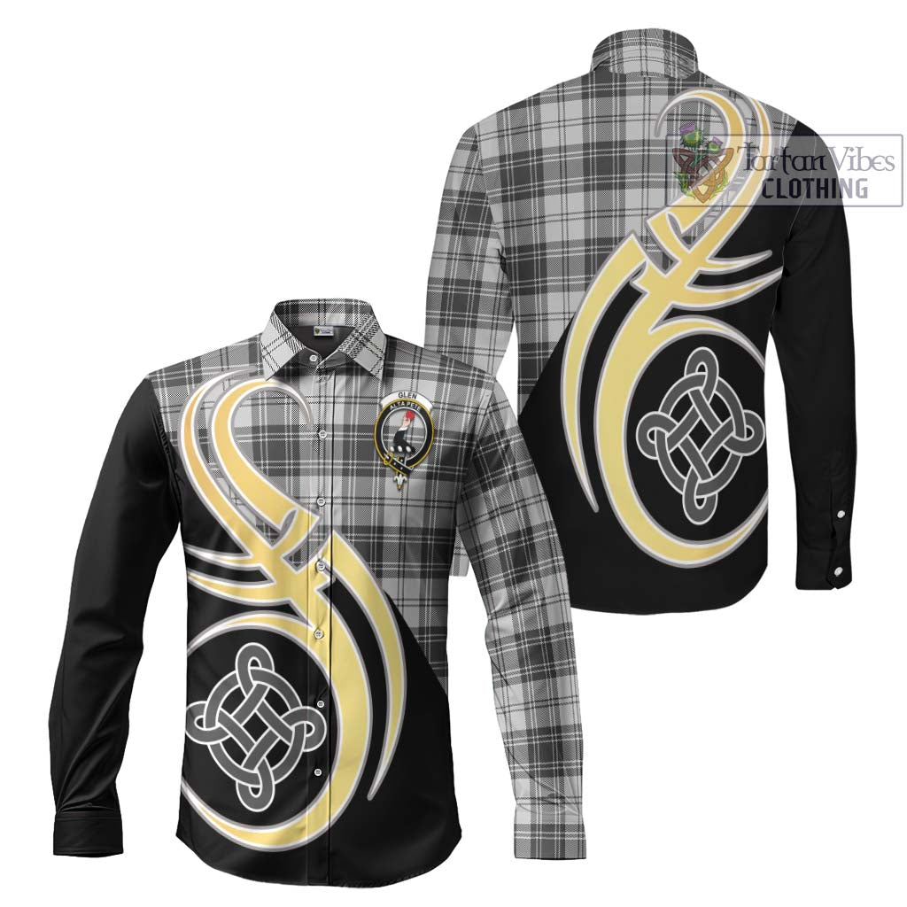 Glen Tartan Long Sleeve Button Shirt with Family Crest and Celtic Symbol Style Men's Shirt S - Tartan Vibes Clothing