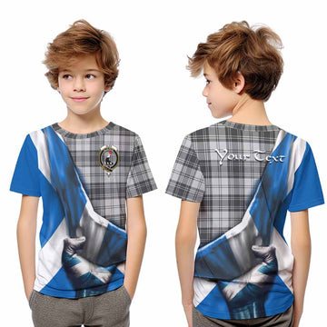 Glen Tartan Kid T-Shirt with Family Crest Scotland Patriotic Style