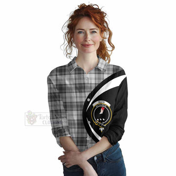 Glen Tartan Women's Casual Shirt with Family Crest Circle Style