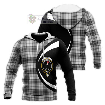 Glen Tartan Knitted Hoodie with Family Crest Circle Style