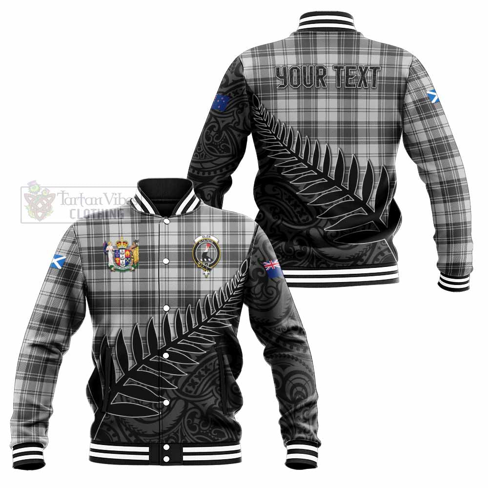 Tartan Vibes Clothing Glen Crest Tartan Baseball Jacket with New Zealand Silver Fern Half Style