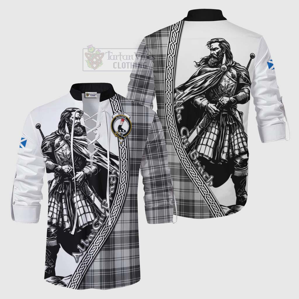 Tartan Vibes Clothing Glen Tartan Clan Crest Ghillie Kilt Shirt with Highlander Warrior Celtic Style