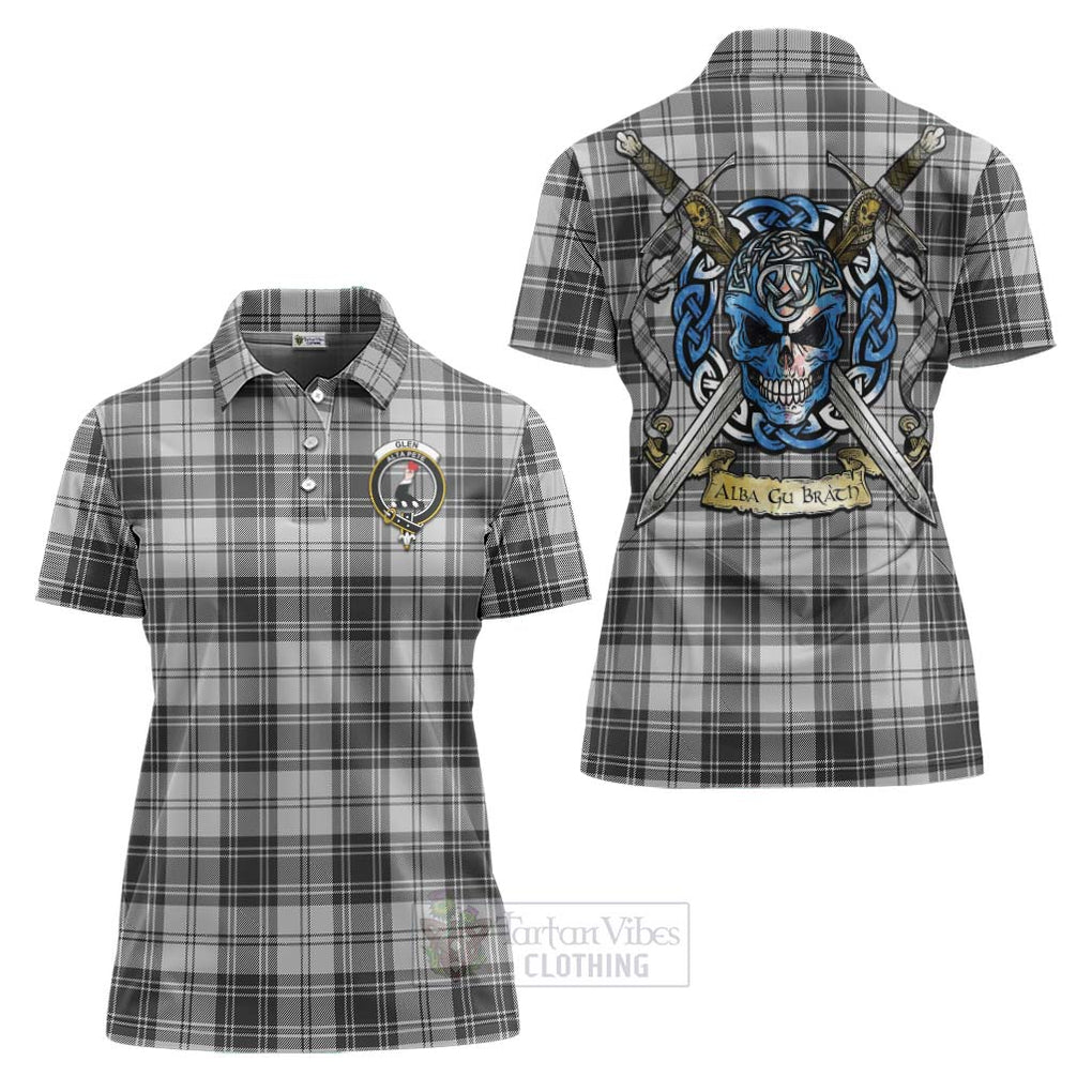 Tartan Vibes Clothing Glen Tartan Women's Polo Shirt with Family Crest Celtic Skull Style