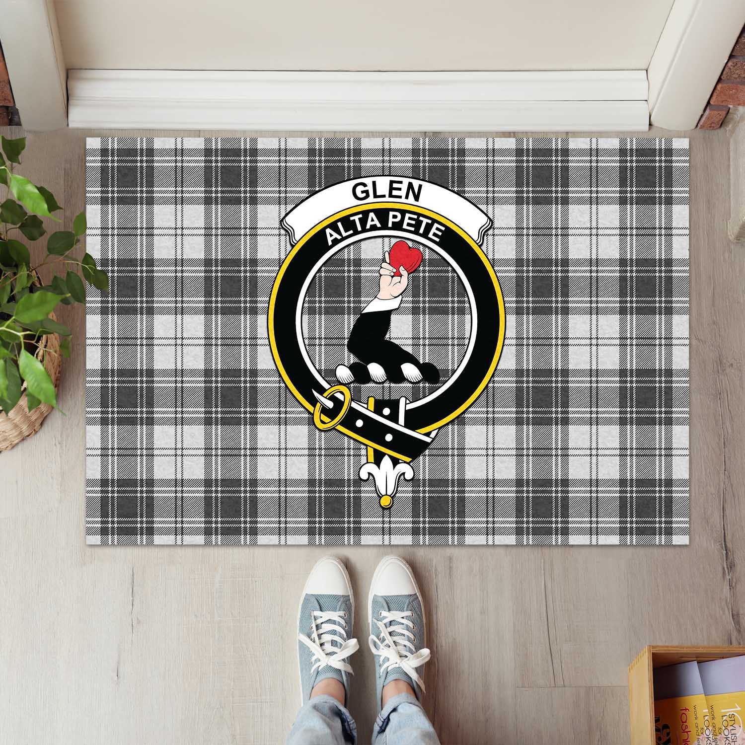 Glen Tartan Door Mat with Family Crest - Tartanvibesclothing