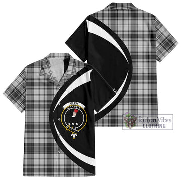 Glen Tartan Short Sleeve Button Up with Family Crest Circle Style