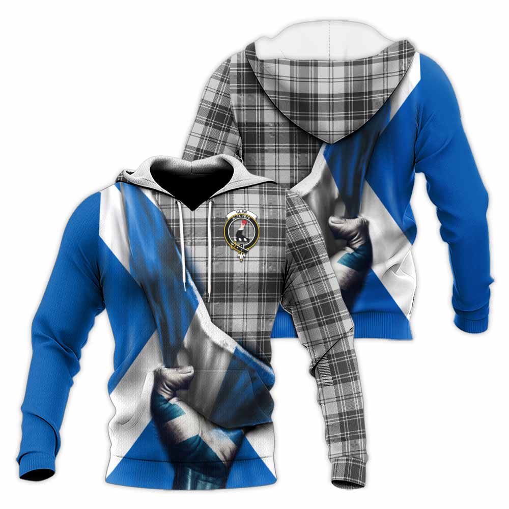 Tartan Vibes Clothing Glen Tartan Knitted Hoodie with Family Crest Scotland Patriotic Style