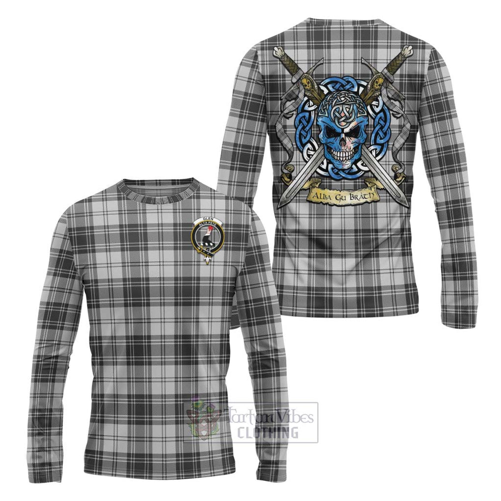 Tartan Vibes Clothing Glen Tartan Long Sleeve T-Shirt with Family Crest Celtic Skull Style